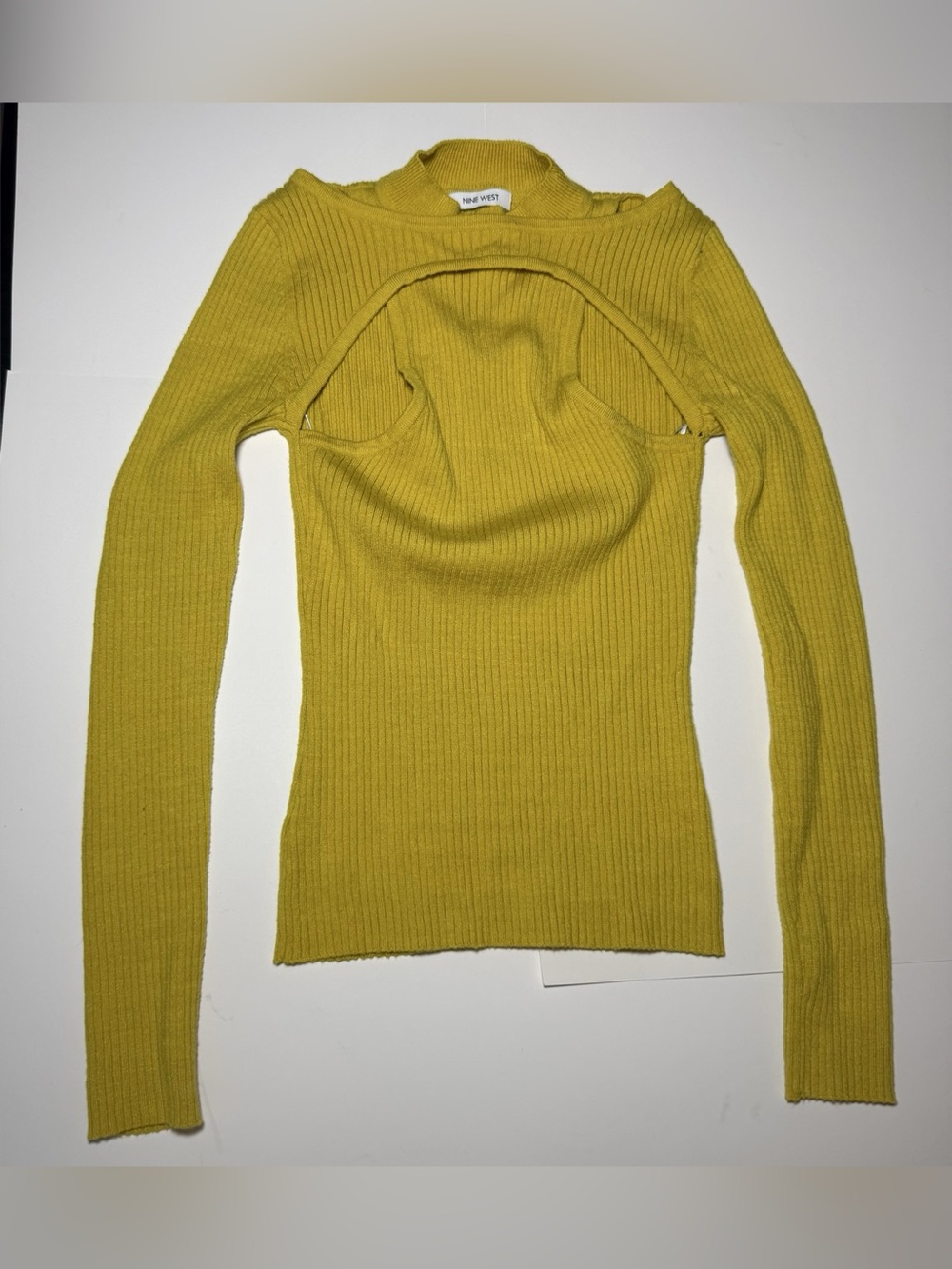 Nine West Yellow Cutout Sweater In Size Small